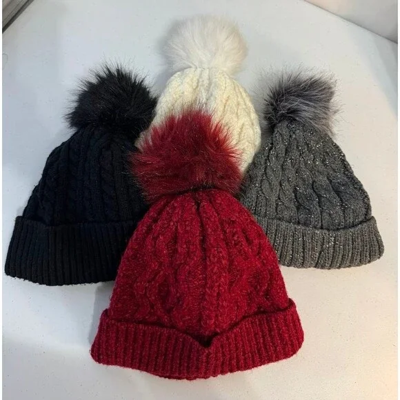 Lot of 4 Women's Winter Beanie Hats One Size - Picture 10 of 16